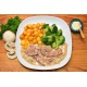 Kant en klaar maaltijd biefstukreepjes in champignonroomsaus met broccoli en gebakken aardappeltjes