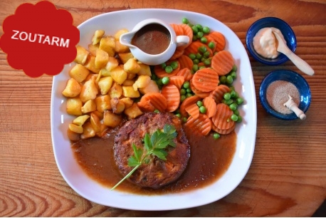 Kant en klare zoutarme maaltijd rundergehaktbal