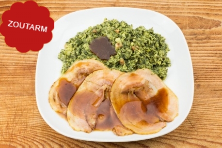 Natriumarme stamppot boerenkool met varkensfricandeau